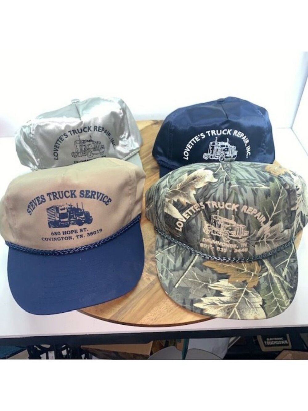 Vintage & Modern Hat Lot of 4 Nissun Nissin Truck Repair Service Adjustable